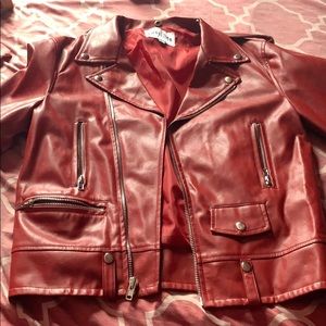 Unisex Red Biker Jacket Size M